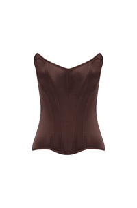 VIVIENNE SATIN CORSET - ESPRESSO