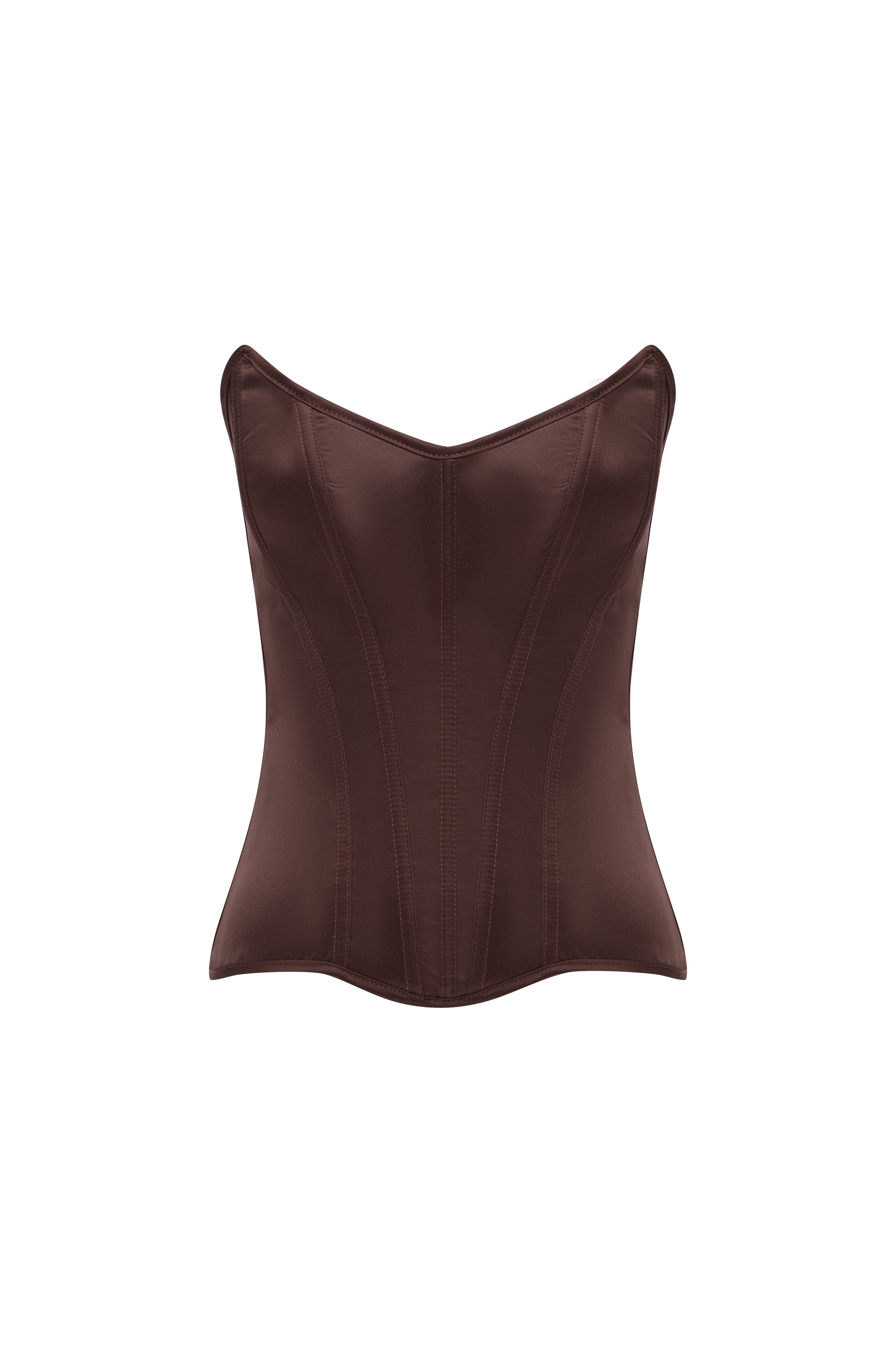 VIVIENNE SATIN CORSET - ESPRESSO