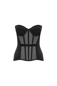 SIRENE SATIN CORSET - BLACK