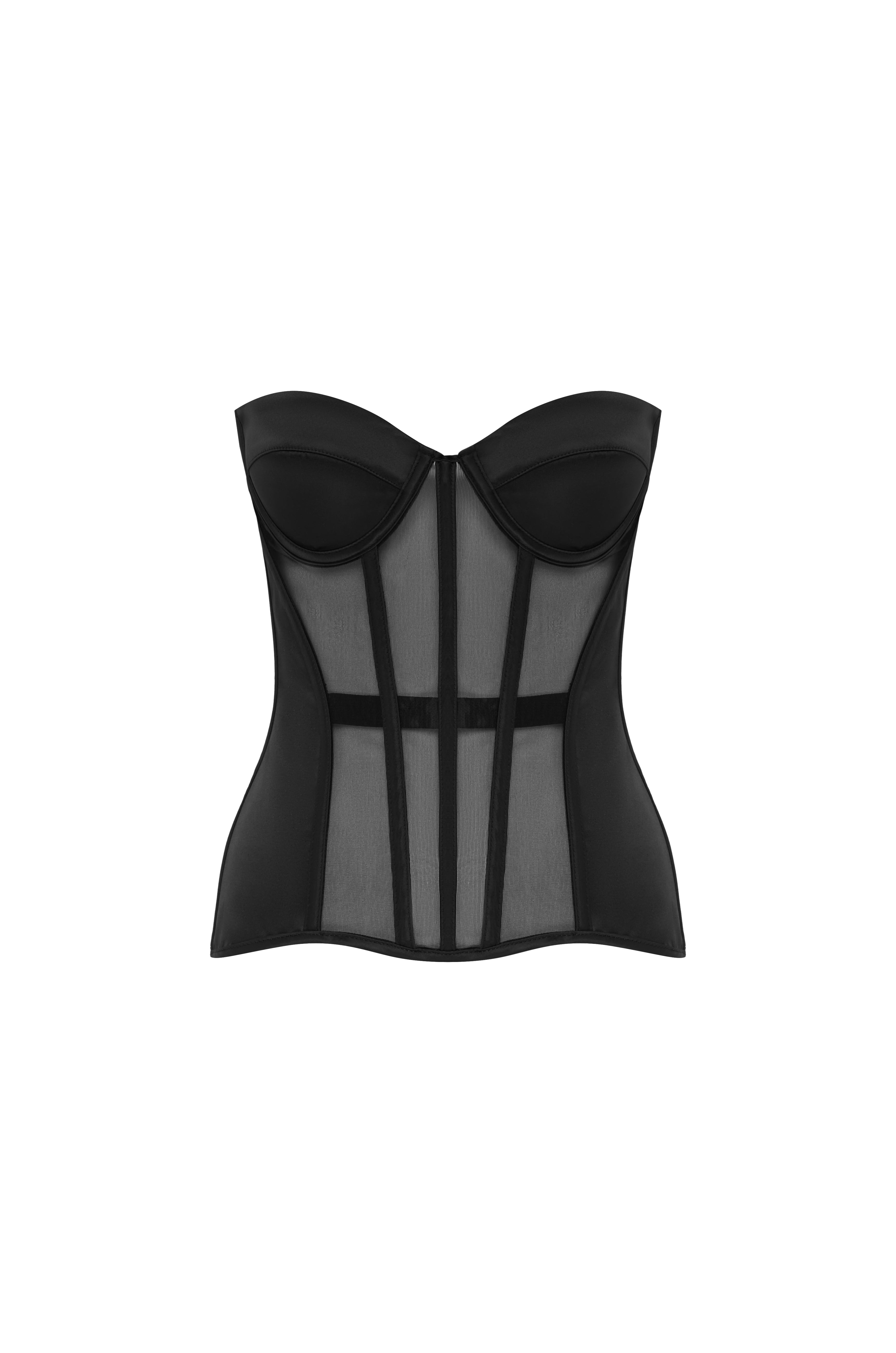 SIRENE SATIN CORSET - BLACK