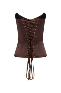 VIVIENNE SATIN CORSET - ESPRESSO