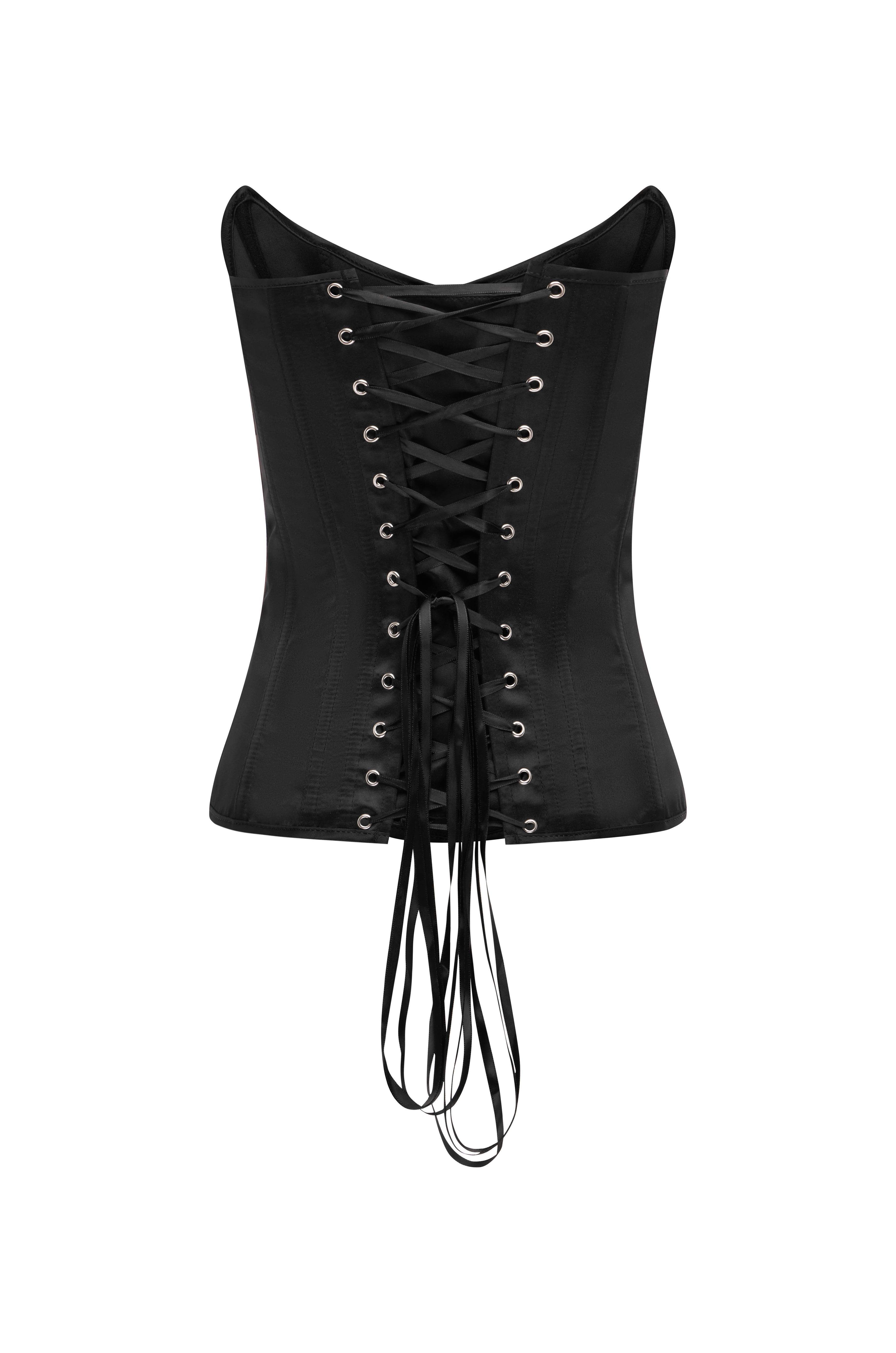 VIVIENNE SATIN CORSET - BLACK
