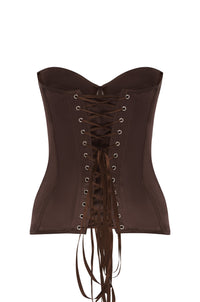 SIRENE SATIN CORSET - ESPRESSO