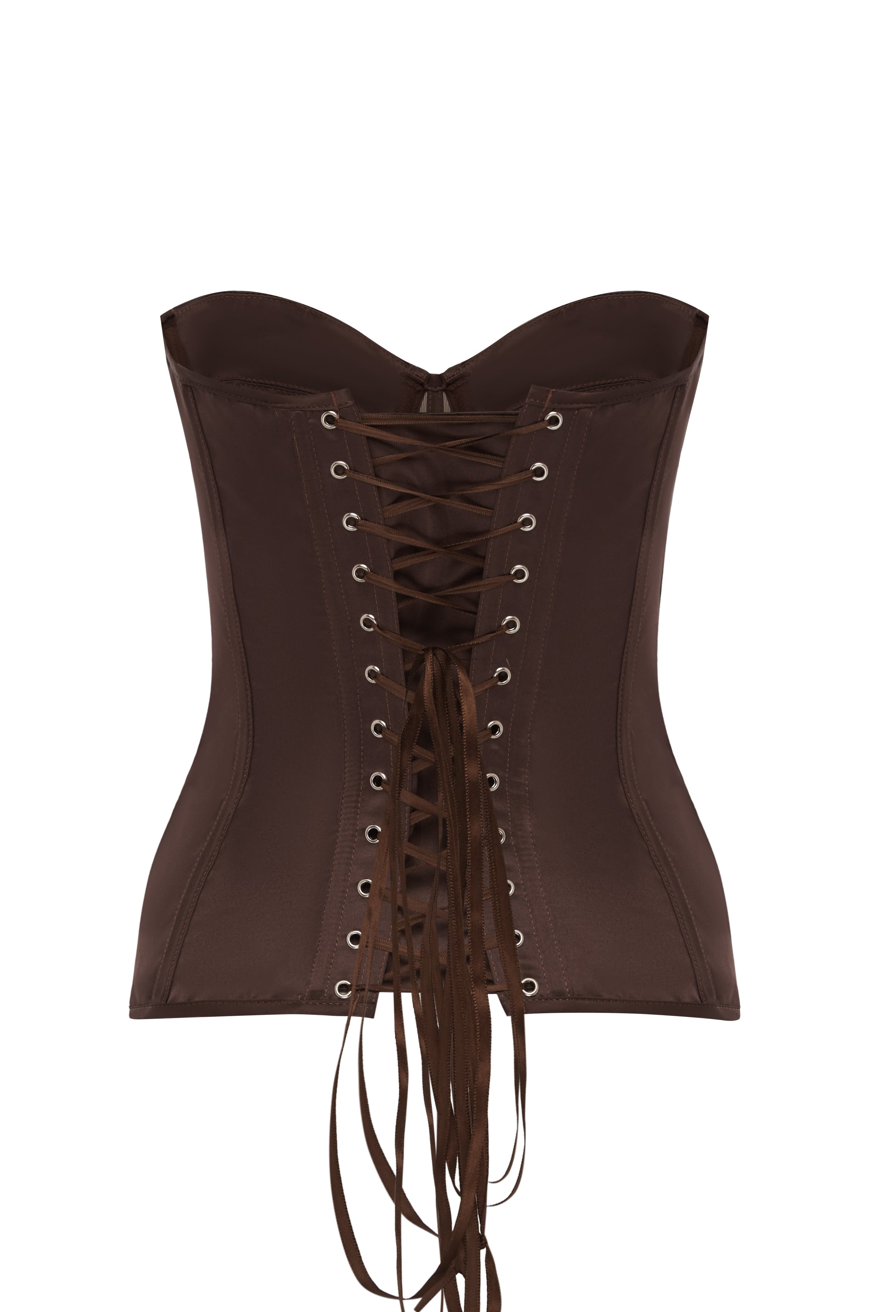 SIRENE SATIN CORSET - ESPRESSO