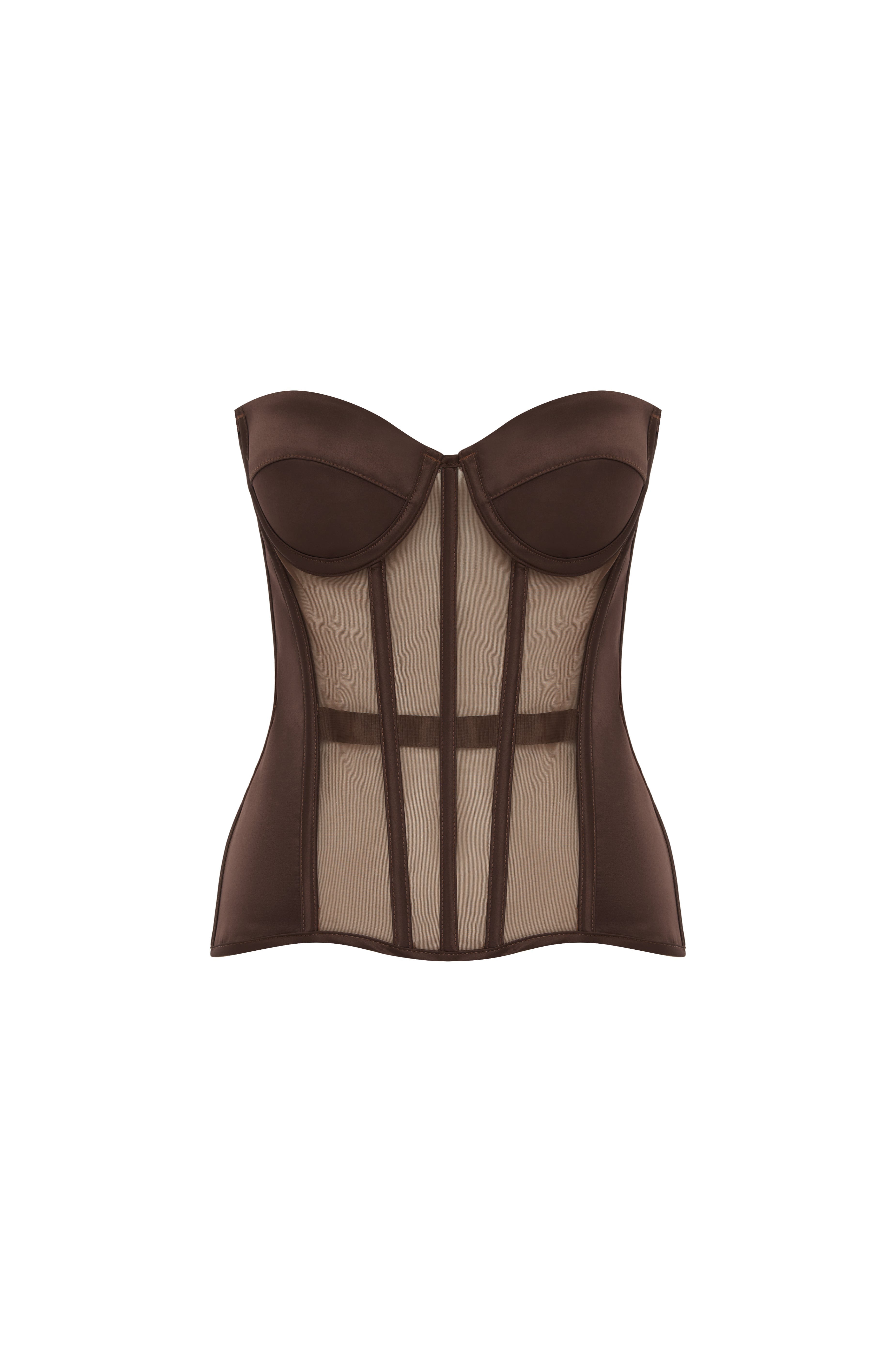SIRENE SATIN CORSET - ESPRESSO