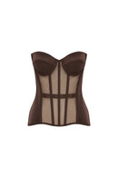 SIRENE SATIN CORSET - ESPRESSO