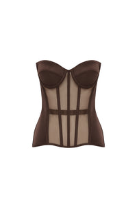 SIRENE SATIN CORSET - ESPRESSO