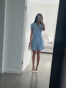 ELLE RIBBED KNIT DRESS - SKY BLUE