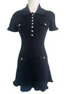 ELLE RIBBED KNIT DRESS - BLACK - Lani Lou Brand